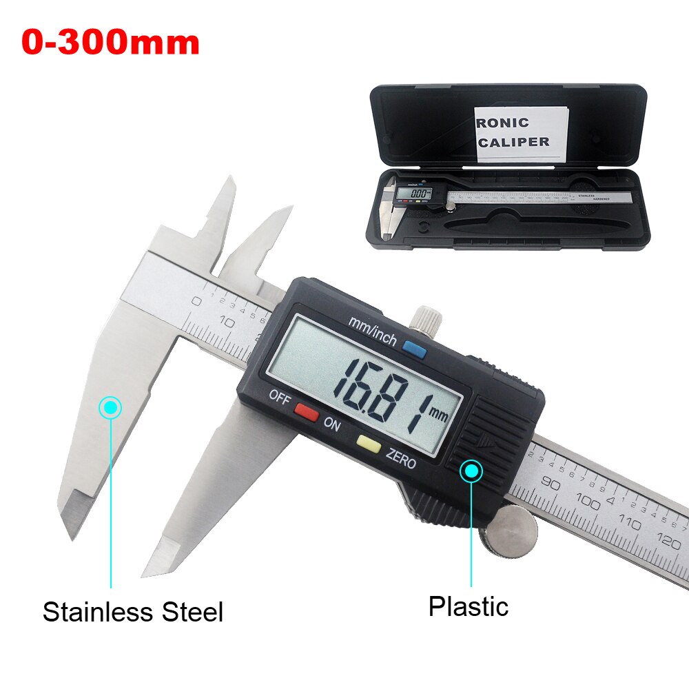 Digital Caliper 200mm/300mm Electronic Stainless Steel Vernier Caliper 0.01mm Ruller Measuring Gauge Micrometer Diagnostic-tool: Black 300mm