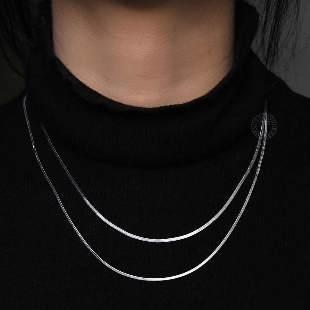 Girocolli DN338 da donna Chic regolabili in acciaio inossidabile con catena a maglie a spina di pesce in acciaio inossidabile da 2MM