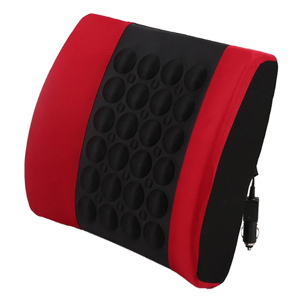 Asiento de coche de masaje eléctrico ajustable, cojín de soporte de cintura de esponja suave: Rojo