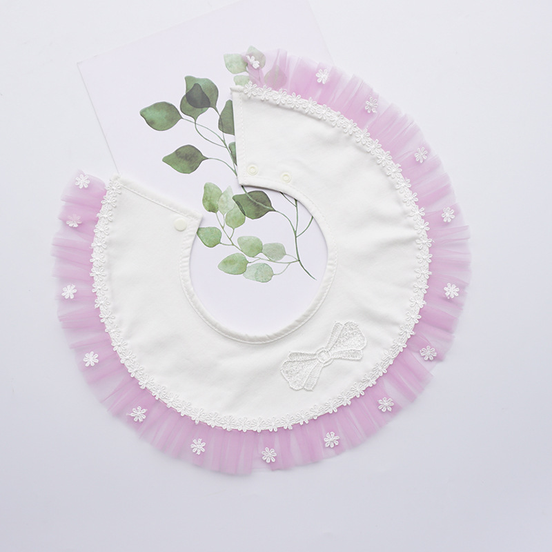INS STIJL 360 Graden 3 layer katoen slabbers met gedrukt bloemen kant borduurwerk pasgeboren meisje slabbetjes gratis monster voor groothandelaar: 9