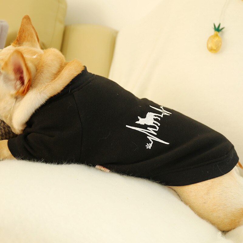 Åndbar bomuldshund ærmeløs elektrokardiografi vest sort enkel t-shirt hvalp kat sommer kostume tilbehør til hunde