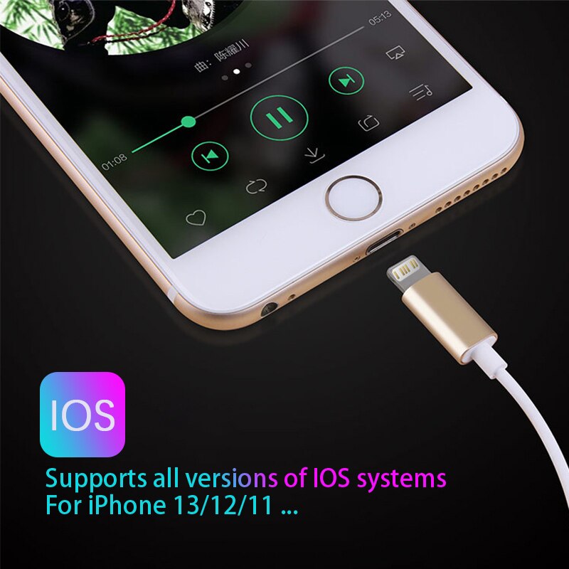 Adaptateur de casque pour IOS, séparateur Audio Aux pour IPhone 13 12 11X8 7 Plus, adaptateur d&#39;éclairage à 3.5mm, câble de prise d&#39;écouteurs