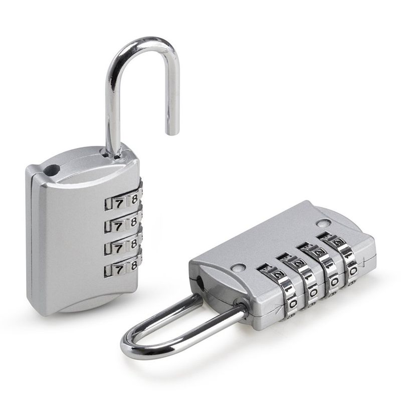 2 Pcs Padlock Code 4 Digit Security Anti-theft Zinc Alloy perfect for Locker, Travel Case Etc-Silver Gate
