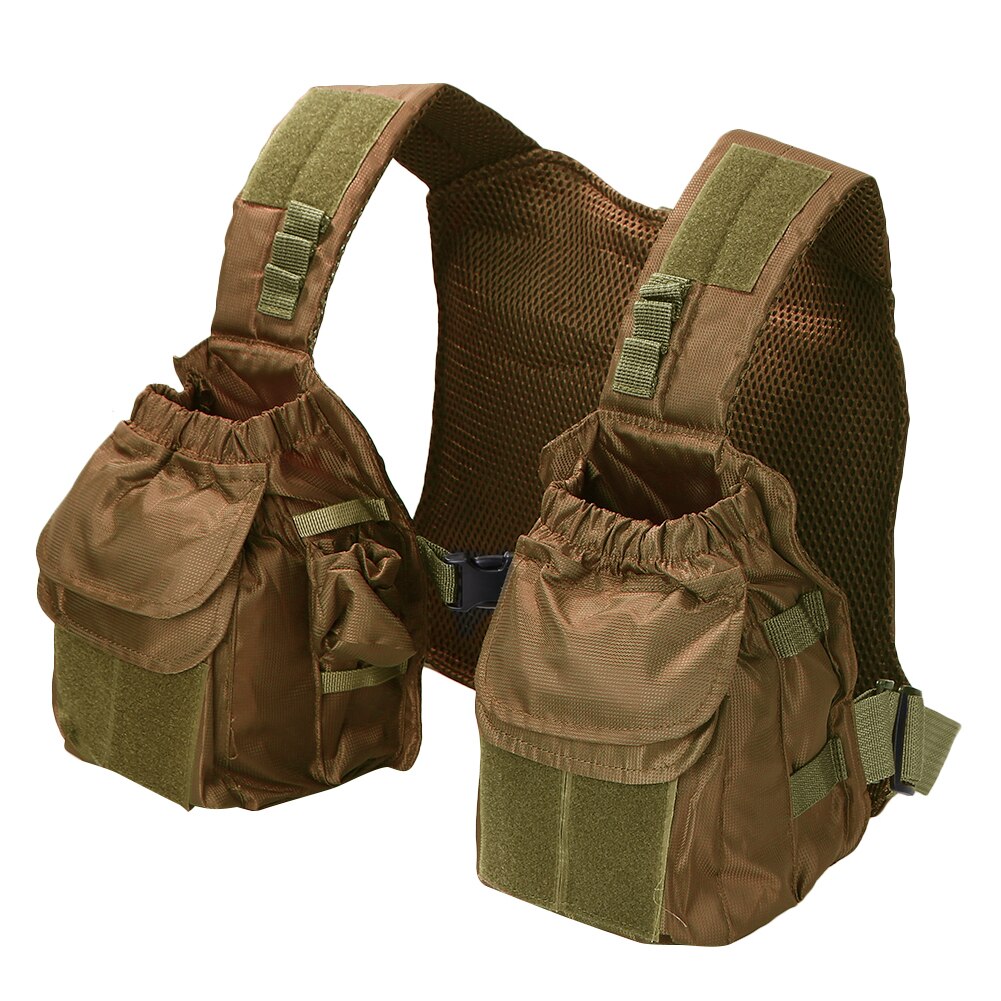 Multi-pocket Outdoor Travel Backpack Fishing Vest Breathable Mesh Adjustable Photography Waistcoat Jacket: Coffee