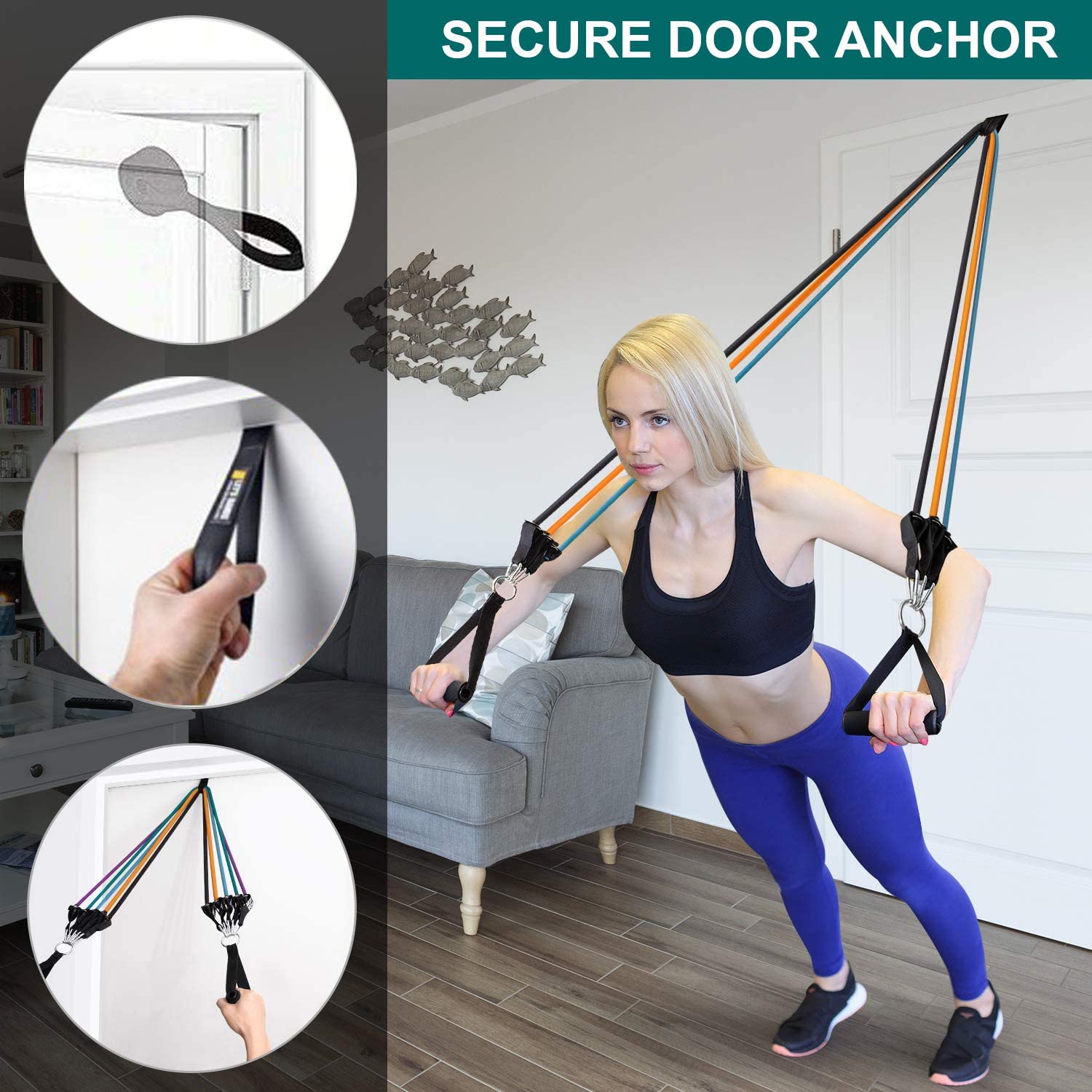 Door Anchor Holder Bands Tube Doorway Sports Elastic Training Exercise Yoga Fitness Equipment Accessories Pull Rope Buckle