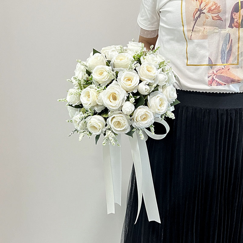 Bride Bouquet Wedding Accessories Silk Roses Artificial Flowers Bridesmaid Bouquet Groom Boutonniere Corsage Wedding Party Decor