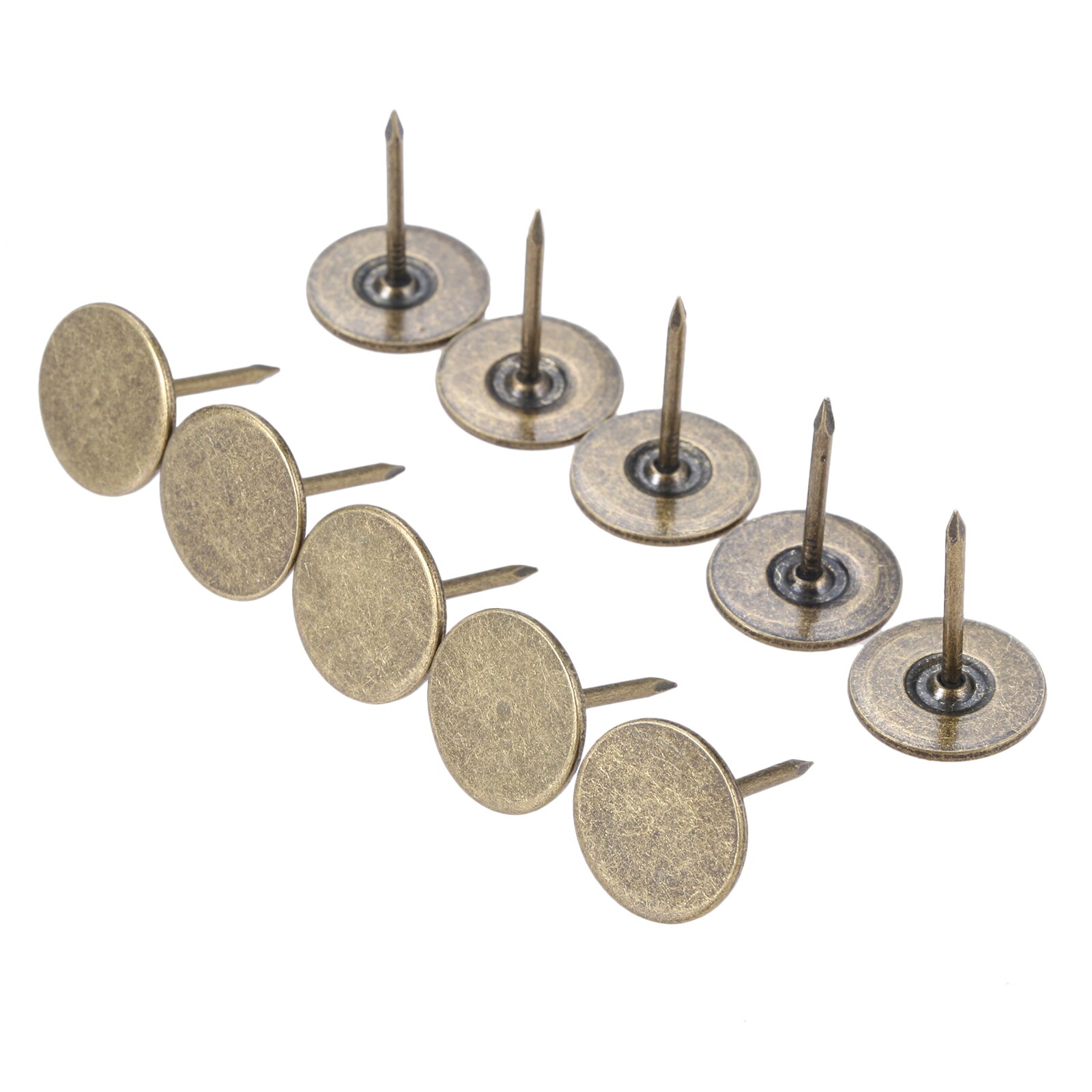 Chinchetas de Metal de cabeza redonda plana para tapicería, tachuelas clásicas de bronce antiguo/oro, 15x19mm, decoración de sofá, 10-100 Uds.