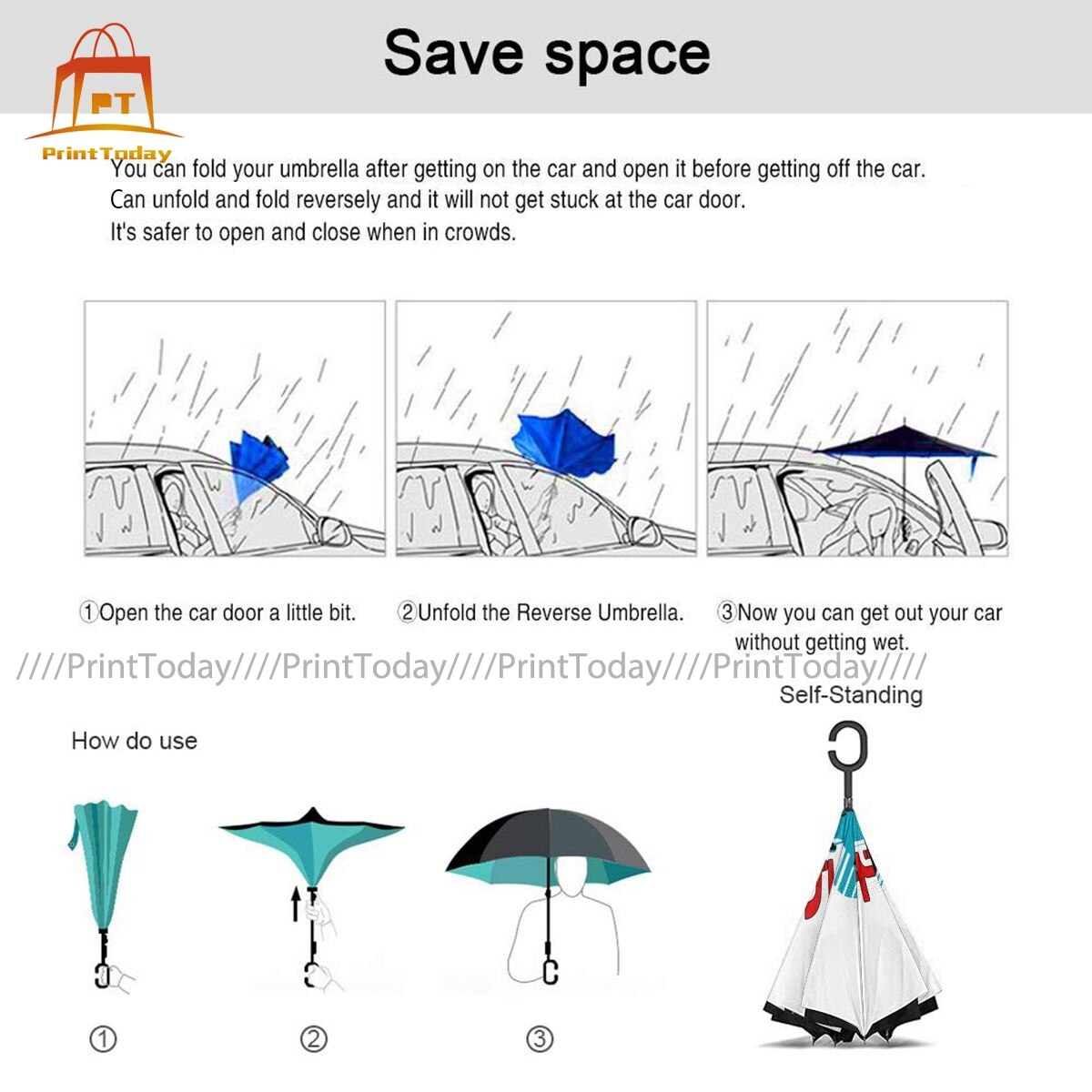 Blade Runner Reverse Umbrella Inside Out Waterproof Umbrella Unique Summer Lightweight Umbrella