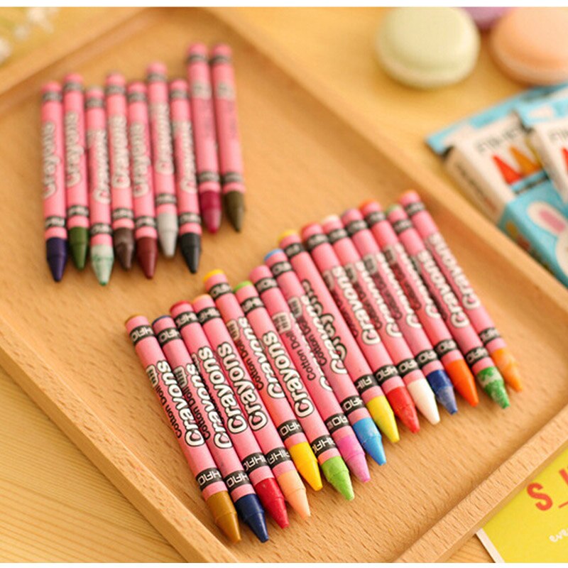 24 pcs/lot Non-toxic waterclor caryon kids oil pastels material escolar papelaria school supplies pen stationery