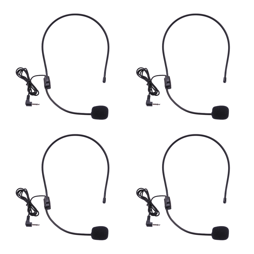 3.5mm- pluggs hodetelefon for guideforelesning, tale, mikrofon, hodemontert, hodebæremikrofon, stemmeforsterker, lettvekts over hodet for lærere: Grå