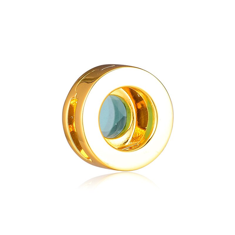 Reflexions Radiant Green Circle Clip Beads for Silver 925 Charms Bracelets Women Reflexions Golden Shine Bead for Jewelry Making