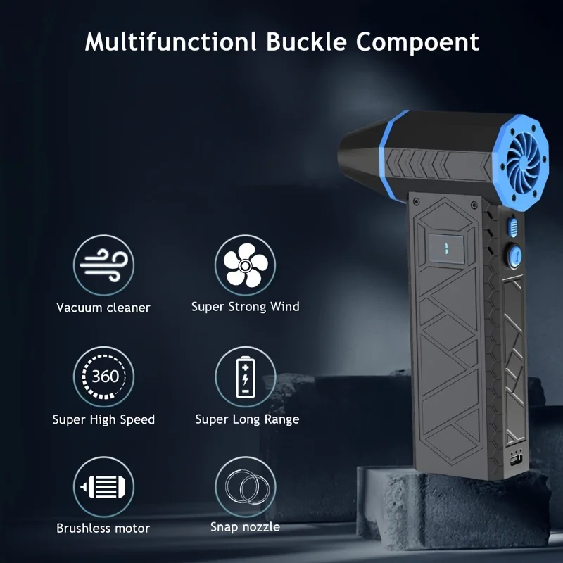 Xiaomi 280000 RPM Mini Turbo Jet Fan Potente soplador de aire Duster Velocidad del viento ajustable Turbo Violento Recargable con luz
