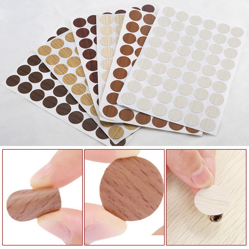 Lámina de PVC autoadhesiva para decoración de muebles, láminas de 21mm, tapas para cubrir tornillos, pegatinas, artesanía de madera, ornamento de armario de escritorio, 54 Uds./hoja