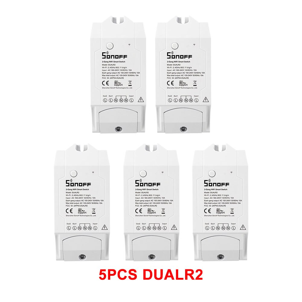 Itead Sonoff Dual R2 2 Gang Wifi Licht Smart Switch Tijdschema Smart Scène Via Ewelink Werkt Met Alexa Google thuis Ifttt: 5PCS Dual R2