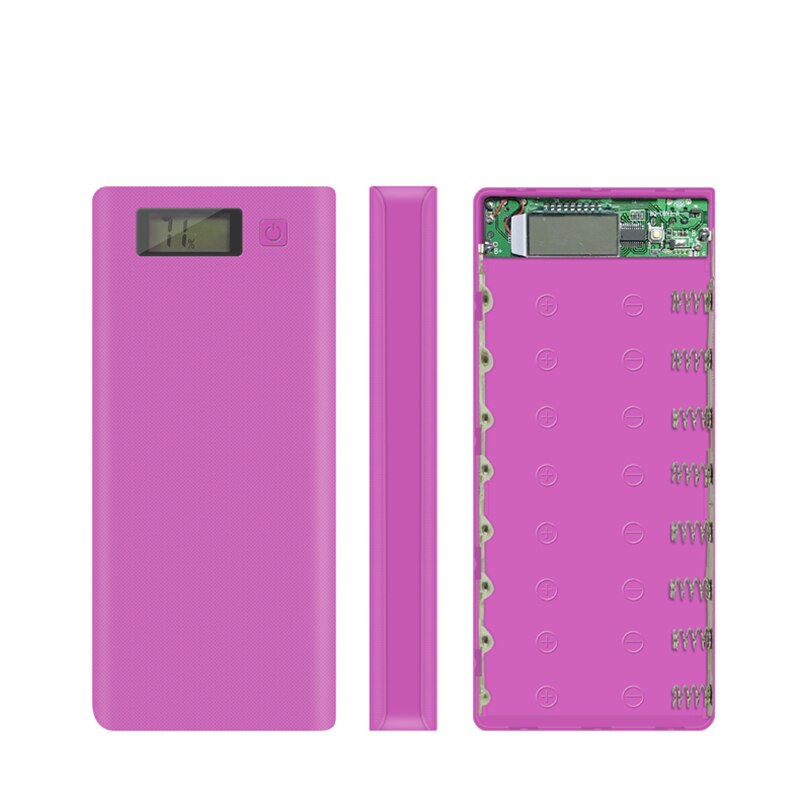 8x18650 Flashlight Battery Charger Box Power Bank Holder DIY Shell Case Dual USB 18650 Battery Shell Storage Organize: Pink