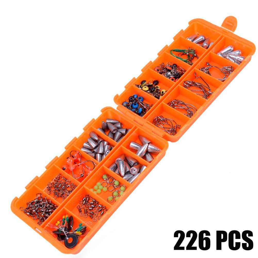 226 Pcs/Set Fishing Tackle Boxes Kit Fishing Tackle Set Sinker Hooks Accessories Spoon Hooks Fishing Tools Kit Multifunctio: Default Title