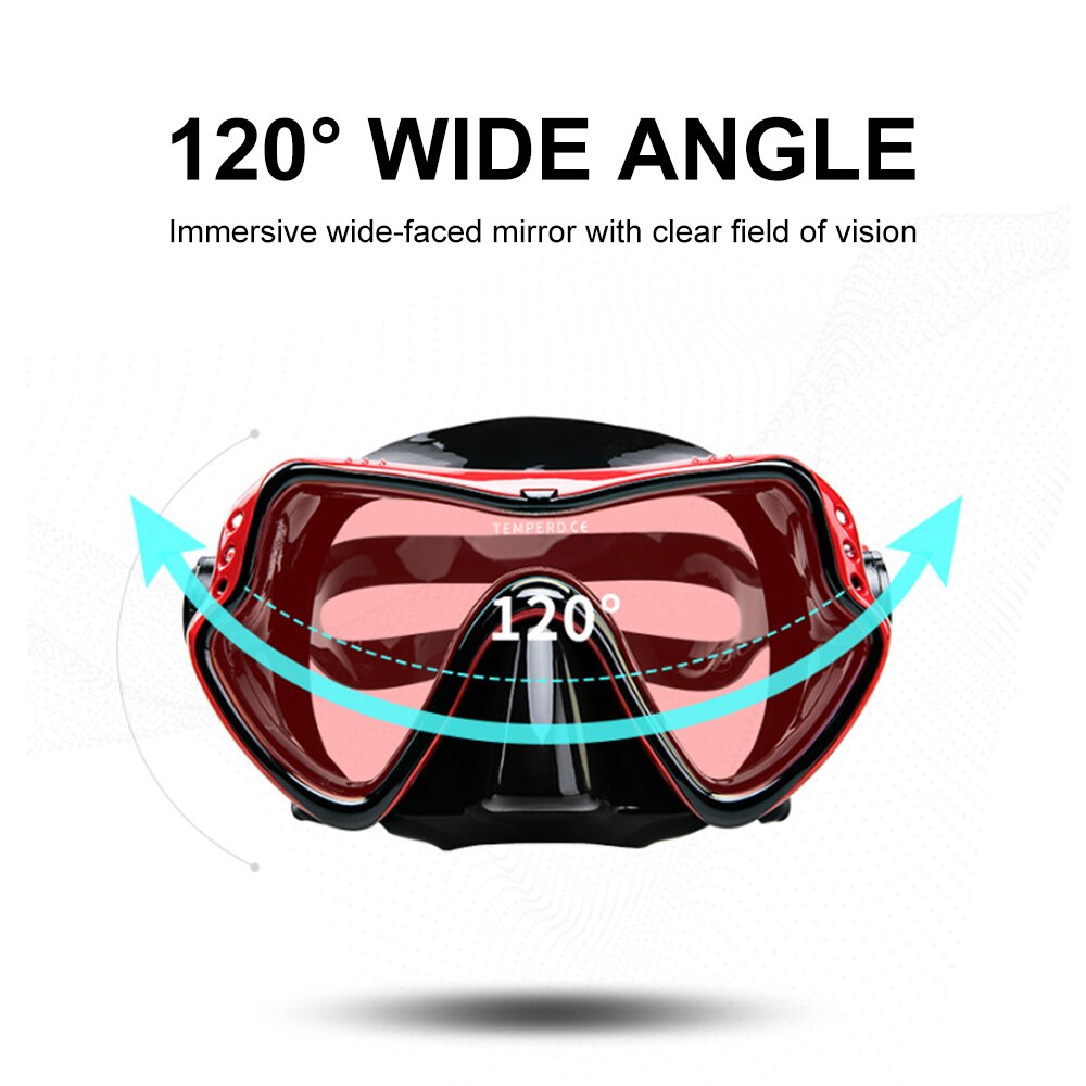 SFIT Swimming Goggles Underwater Anti Fog Half Face Nose Clip Glasses Diving Bikini Tempered Glass Lens Snorkel Goggles