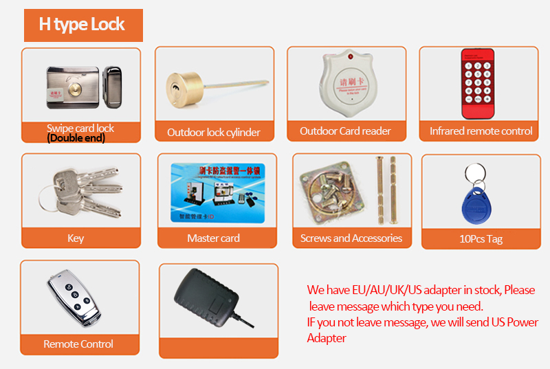1000, cerradura electrónica para usuarios con desbloqueo remoto, con tarjeta RFID inteligente, Kit de hogar, sistema de seguridad, sistema de Control de acceso: H type