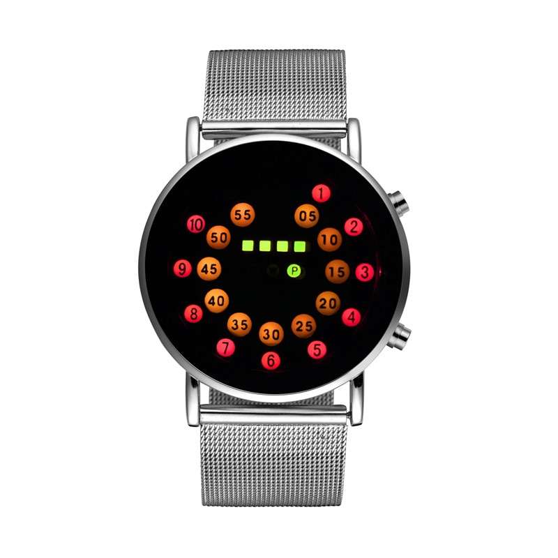 LED Kühle Digitale Uhr Männer Uhren Luxus Gittergewebe binär Uhren Männlichen Digitale Stunde Uhr Montre Homme Masculino Uhren
