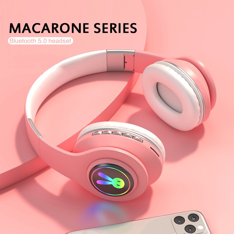 Oreillette Bluetooth sans fil montée sur la tête lumineuse avec Microphone écouteurs de musique mains libres meilleur pour les enfants