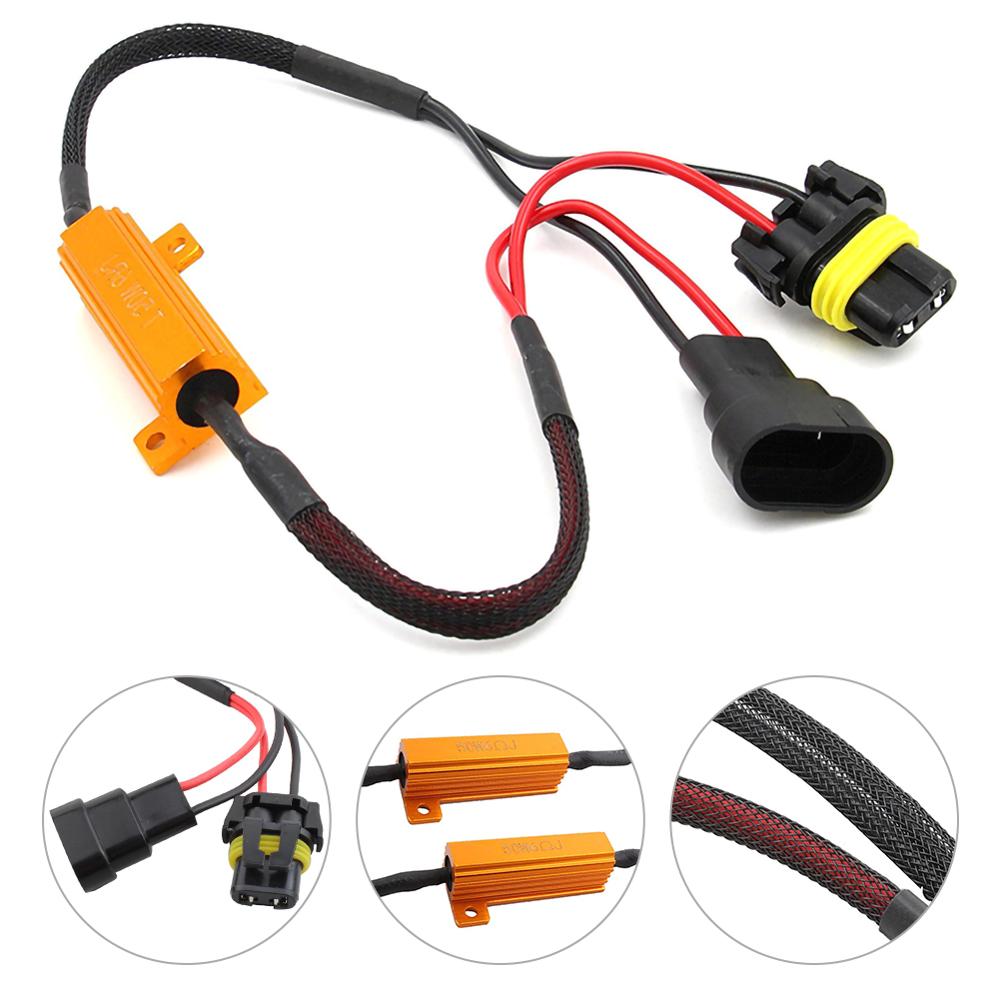 Luz LED antiniebla Canbus DRL, resistencia de carga de 6Ohm, 50W, decodificador, resistencia de cableado, arnés para faros antiniebla, 2x9005: Default Title