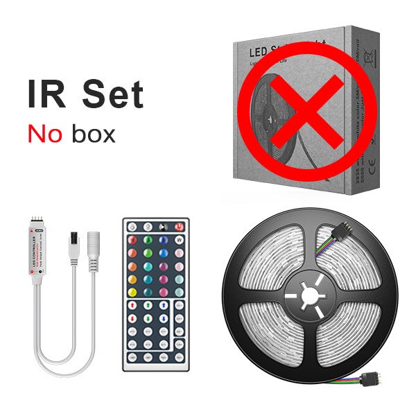 5050 Led Strip 5M 10M LED Strip Light Non Waterproof led ribbon 15M 20M rgb led diode tape Controller power adapter for TV Home: No Box / 5M Full Set