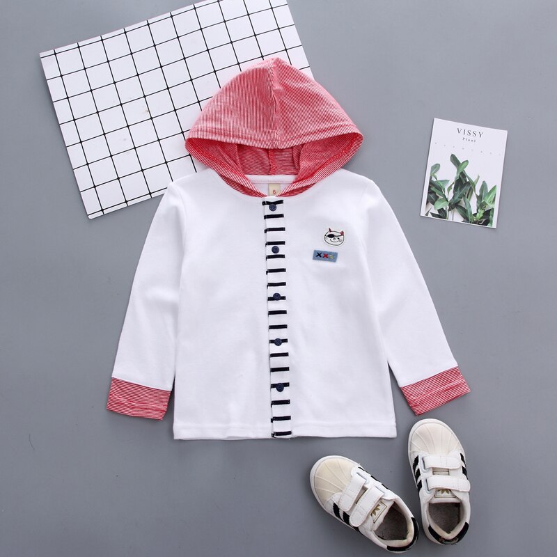Brand Baby Jas Peuter Baby Boy Meisjes Piraat Jas Uitloper Kids Jas Herfst Katoen Knop Patchwork Hoed: WHITE / 18m