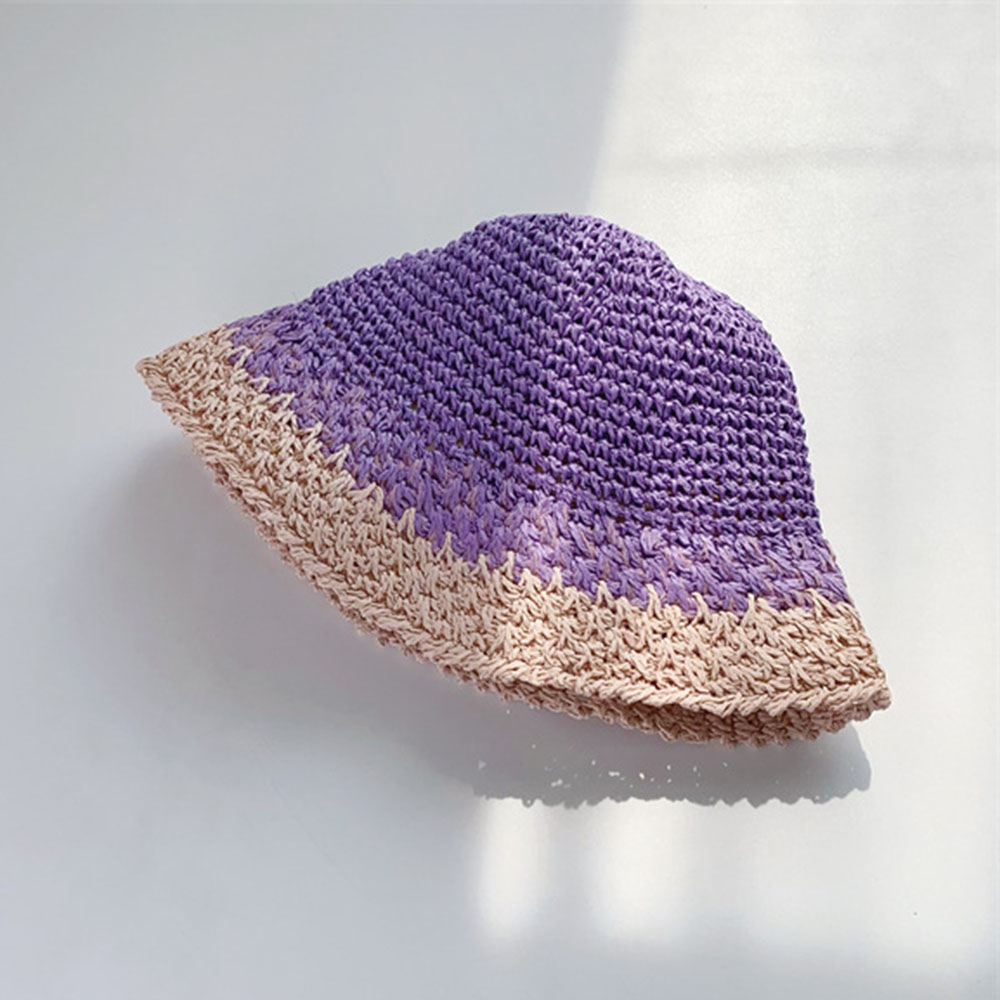 Novo chapéu feminino osso chapéu de palha balde chapéu retalhos viseira de sol chapéu de crochê senhoras luffy chapéu de palha bonés para mulher atacado: ROXO