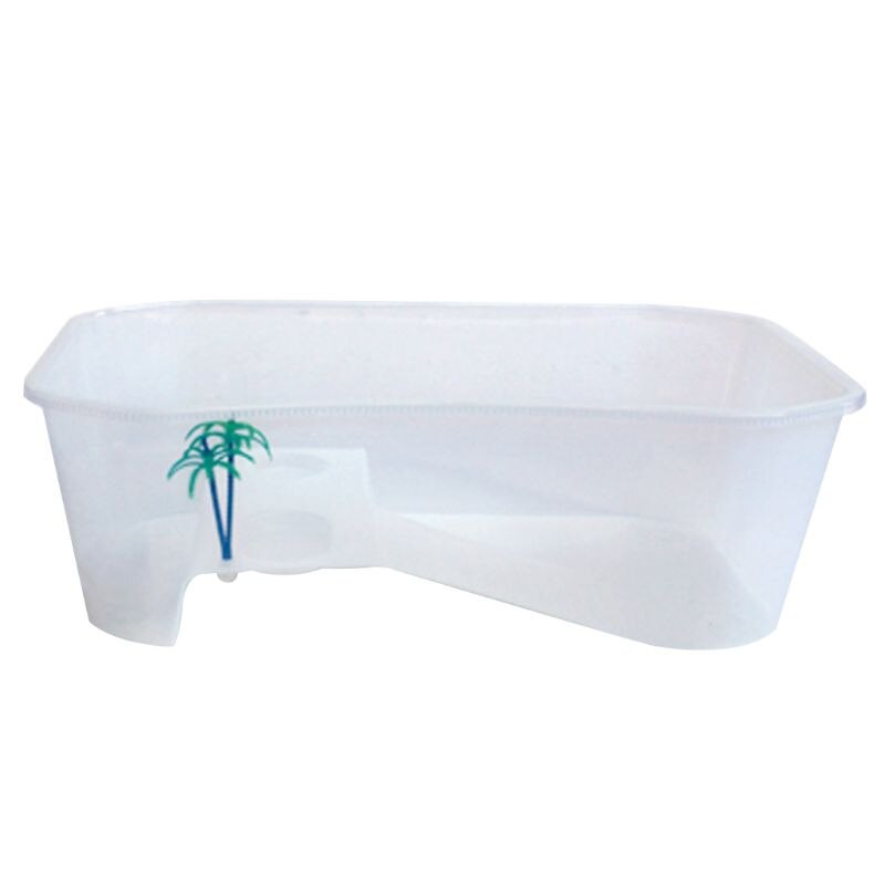 Reptile Vivarium Box Turtle Tortoise with Basking Ramp Tank Breeding Food Tool Feeding Box with Basking Platform Home Aquarium: White