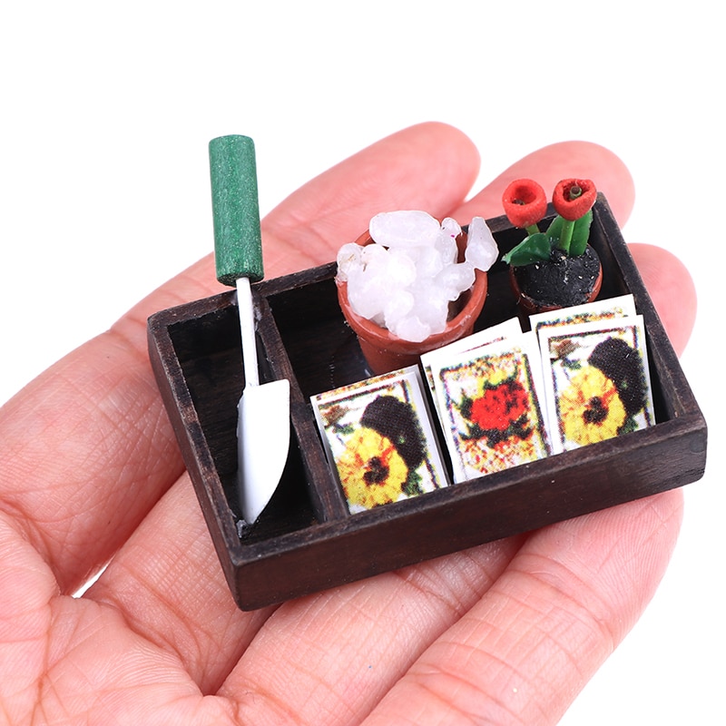 1 Set 1/12 Dollhouse Miniature Accessory Simulation Horticulture Box Farming Tools Model Garden Tools Kids Pretend Play Toy