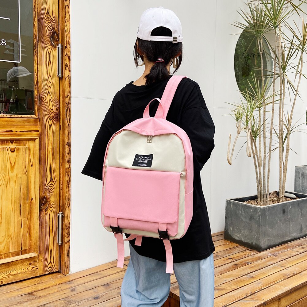 Multi-Functionele Vrouwelijke Festival Grote Capaciteit Rugzak Studenten Hit Kleur Eenvoudige Mochila School Bagpack