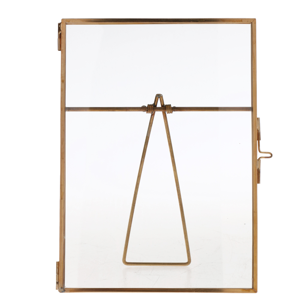 MagiDeal Metal &amp; Glass Photo Frame Portrait Holder Freestanding DIY Double View