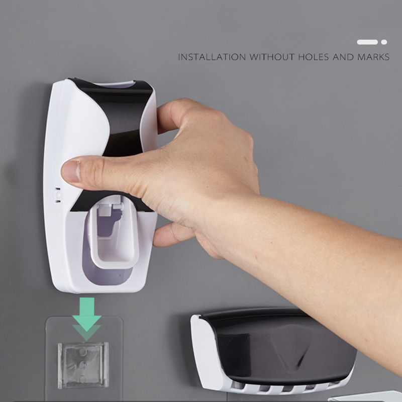 Dispenser automatico di dentifricio, Set di portaspazzolino, aspirazione antipolvere e appiccicosa, spremiagrumi per bagno a parete