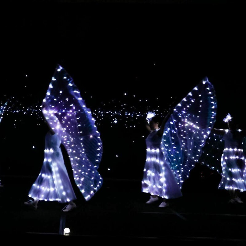 Ruoru, alas Led para danza del vientre para adultos y niñas, disfraz de Alas de Led de carnaval, Led blanca con alas de Isis, vestido Led con flores para cabeza, ropa para danza del vientre