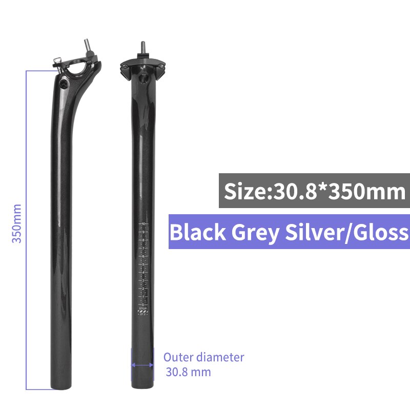 Bike Seatpost Carbon Black Matt Offset 20mm Mtb Bike Canote Carbono 27.2/30.8/31.6 Seat For Bicycle Length 350/400mm: Gloss30.8-350mm