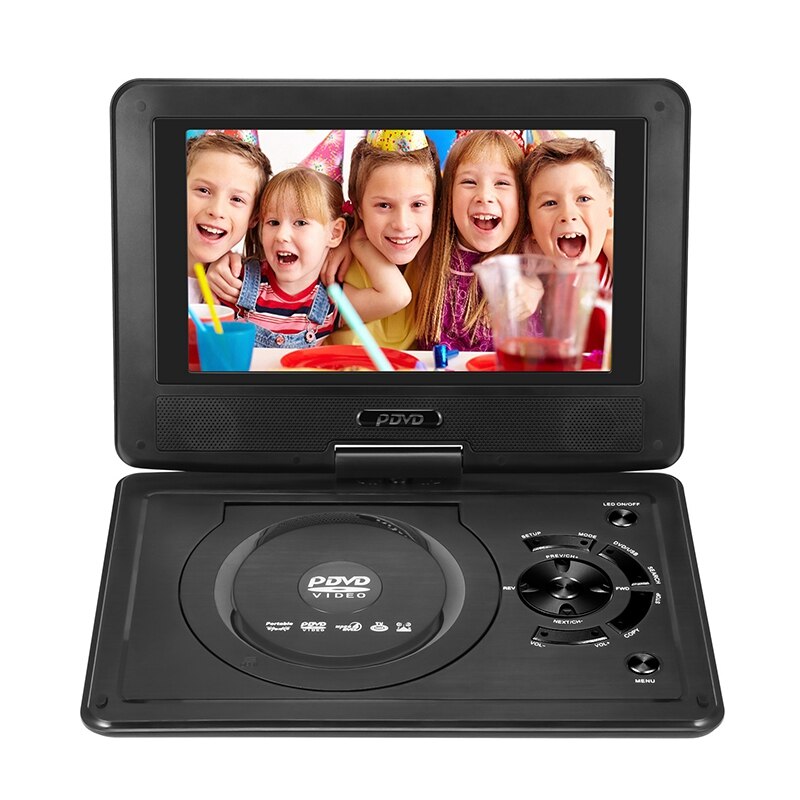 9.8Inch Portable DVD Player USB FM Radio Receiver AV CD Speakers Game Player Mini TV Player with Games Joysticks-EU Plug