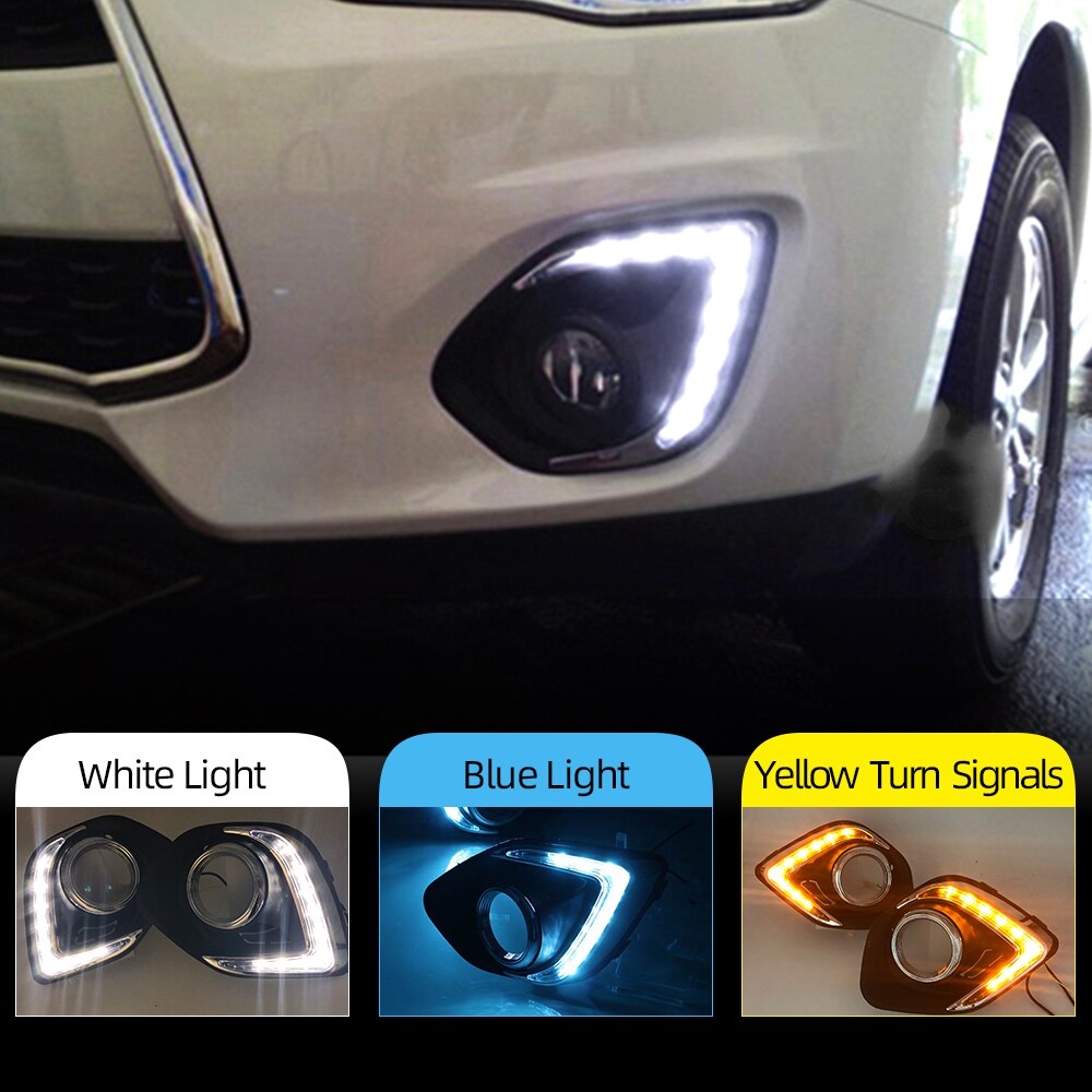 1 Pair LED DRL Daytime Running Lights Daylight Waterproof Fog Head Lamp white For Mitsubishi ASX