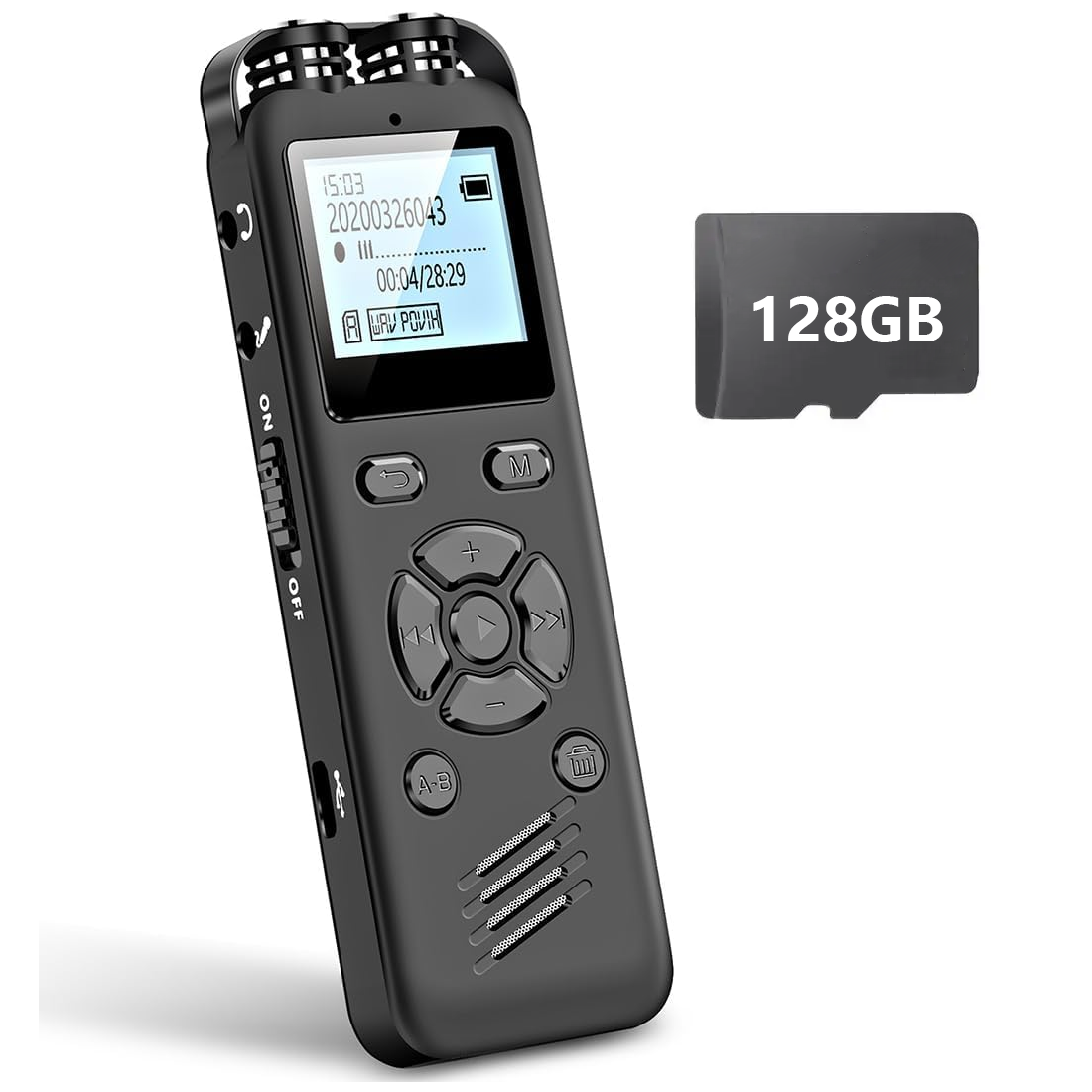 Digitaler Diktiergerät, 64 GB, Diktiergerät mit Wiedergabe und sprachaktivierten Rekordern, Diktiergerät, Audio-: grau