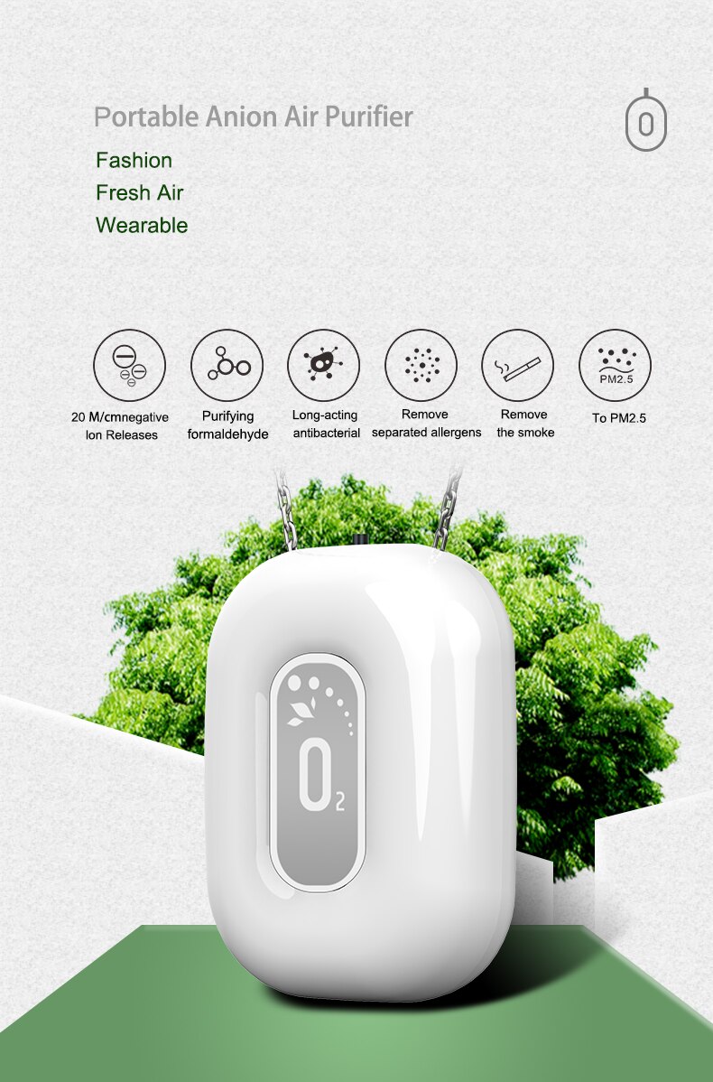 Cornmi Wearable Necklace Air Purifier Mini Portable Negative Ion Generator Low Noise Low Noise Adults Kids For Car Air Purifier