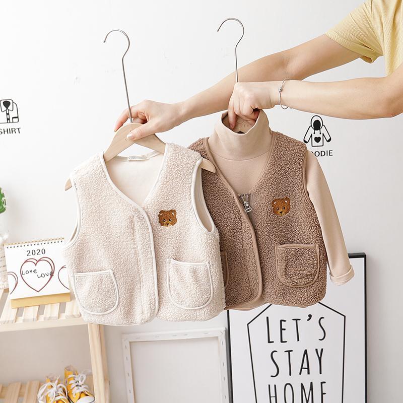 Gilet in pile Teddy per ragazzi e ragazze 2020 giacca moda senza maniche calda autunno e inverno all-match