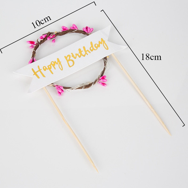 Flower LED Wedding Cake Topper Baby Shower For Girl Happy Birthday Cake Topper Party Decoration Suppliers Cake Decorating Tool