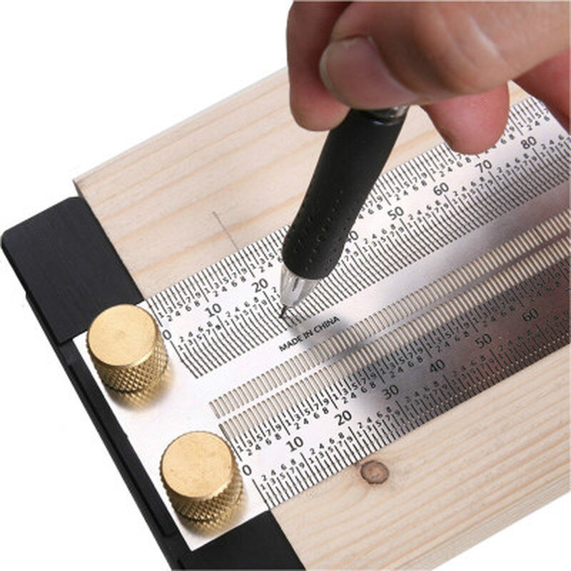 Woodworking Scribe 180-400mm T-type Ruler Hole Scribing Ruler Crossed-out Tool Line Drawing Marking Gauge DIY Measuring Tool