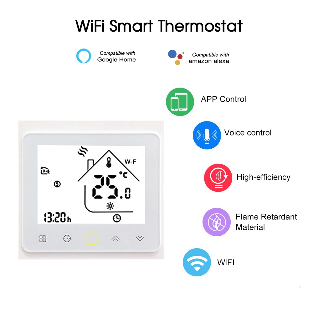 Thermostat de chauffage de l'eau contrôleur de température numérique WiFi intelligent Tuya/SmartLife APP contrôle écran LCD rétro-éclairé Programmable