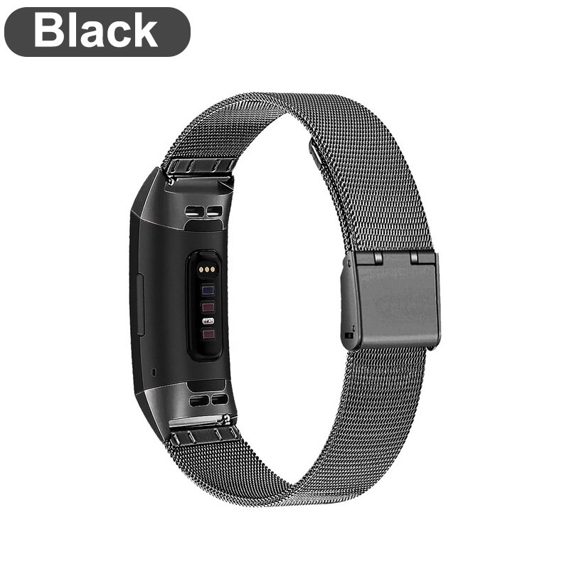 Stropp for fitbit charge 3 4 se -bånd for fitbit charge 2 -bånds armbånd milanese metall for smart armbåndsklokketilbehør: Svart / For ladning 3 or 4