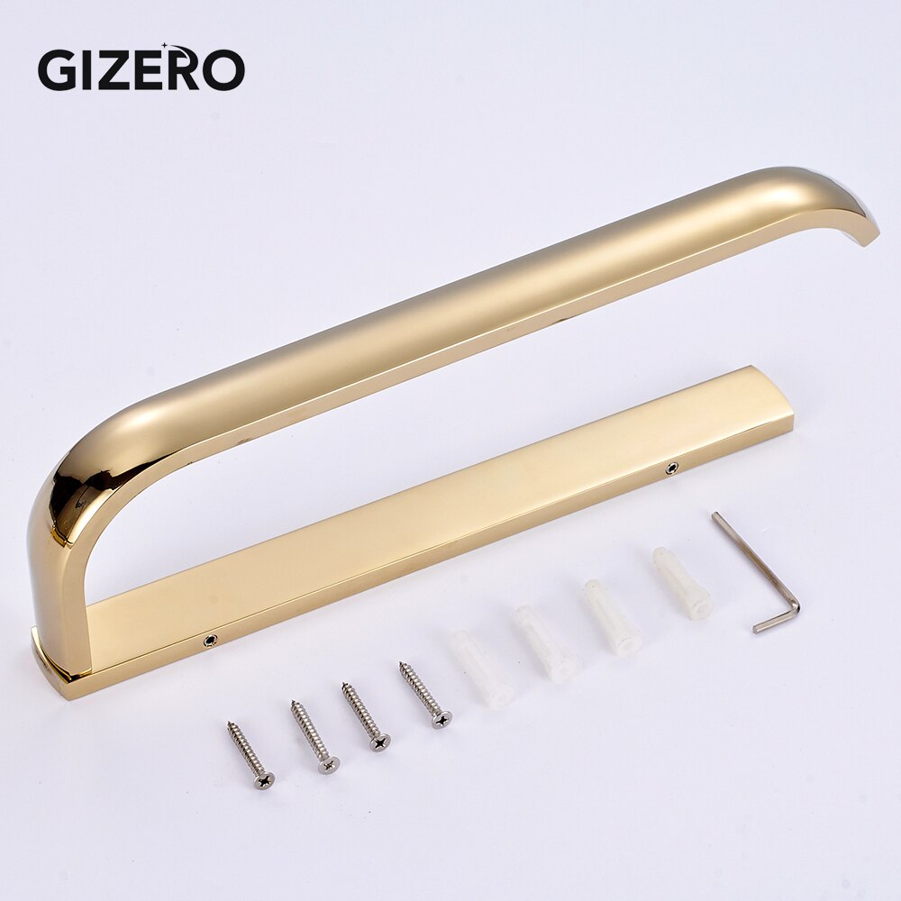 GIZERO Bathroom Towel Rack Solid Brass Towel Bar Antique/Chrome/Brush/Golden Towel Holder Hanger Wall Mounted ZR2225