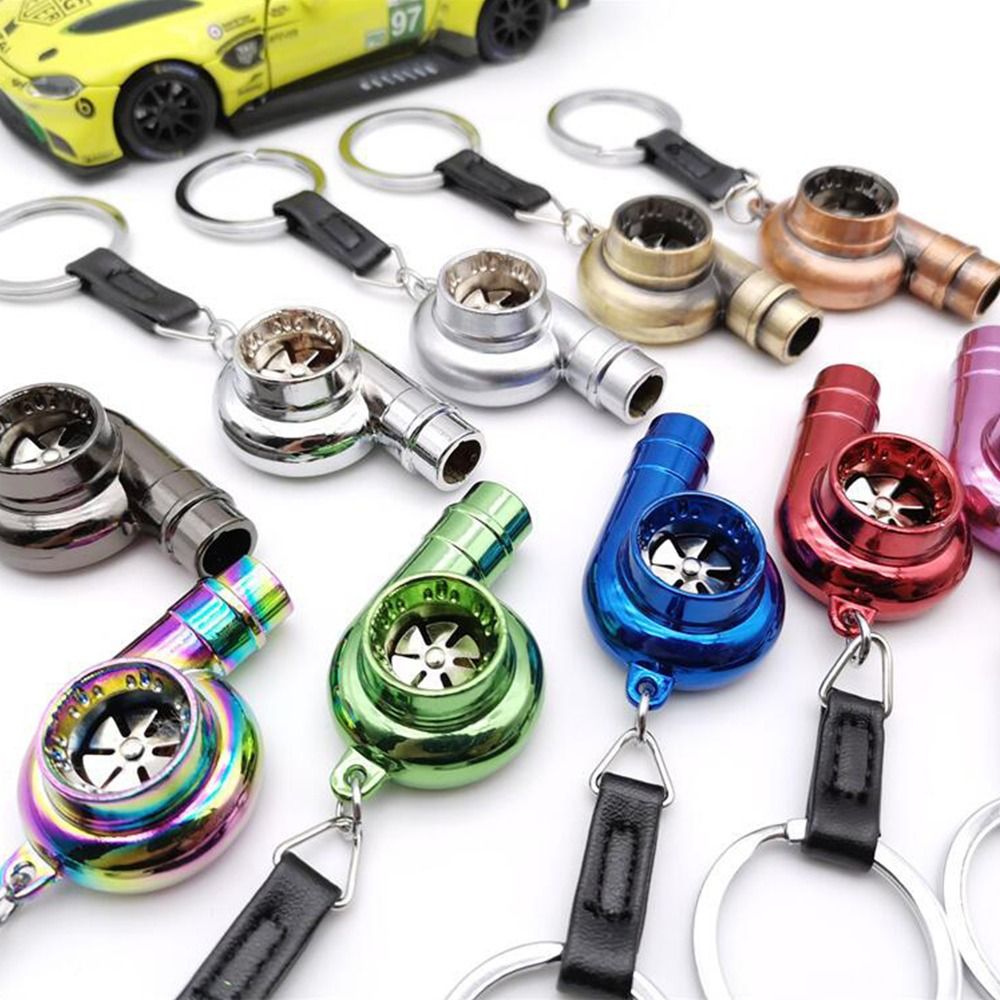 Turbo nyckelring med riktig ljud zinklegering turbo nyckelring med ljud glidlager snurrande nyckelspänne för biltillbehör