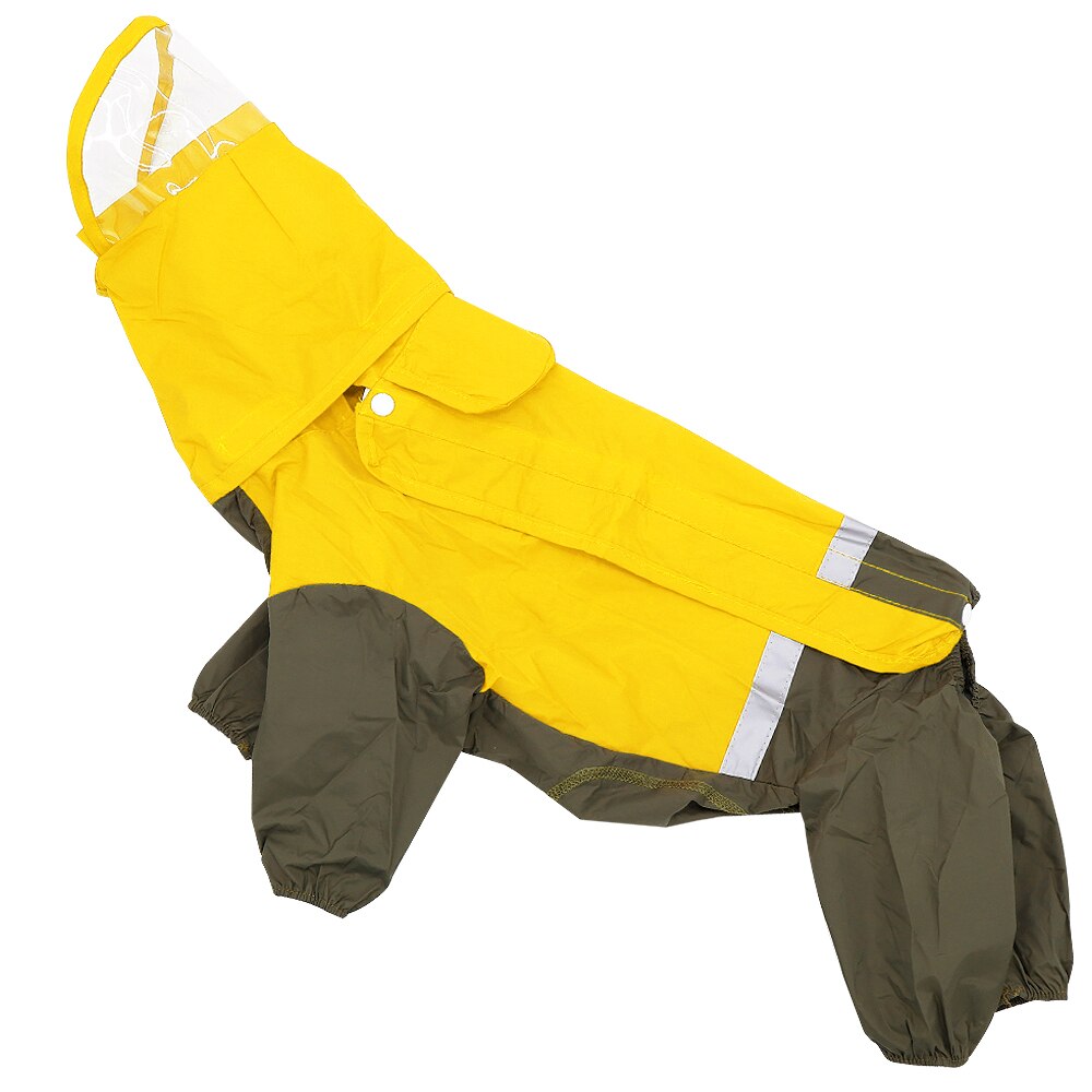 Hund regnfrakke reflekterende vandtæt hund samlet hætteklædt tøj hund regnfrakke kappe til lille mellemstort kæledyr golden retriever: Gul / 14