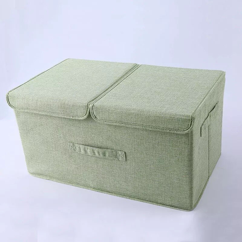 Wardrobe Storage Box Organizing Box Clothes Moving Plastic Storage Basket Household Small Fabric With Cover Foldable: L / Green
