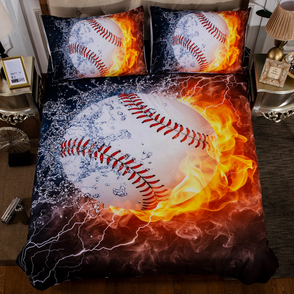 Sábana de fútbol juego de cama impreso Individual Doble hogar funda de almohada textil 3 unids/set fútbol baloncesto edredón juego de sábanas: 5