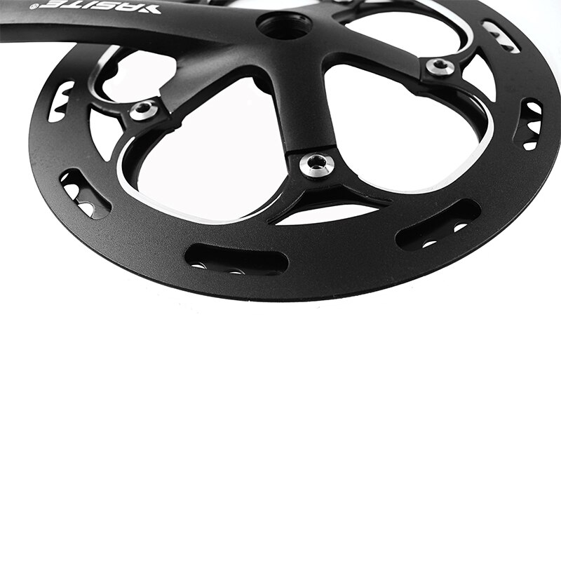 52T Folding Bike Crank Set Single Speed BCD 130 Bicycle Crankset 170mm Tooth Plate CNC Protect Cover Bike Crank Set Sprocket